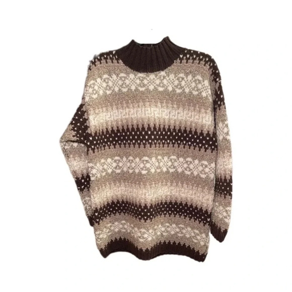 Vintage Jones New York Wool Blend Mock-neck Brown Sweater Men’s Small Runs Big - Picture 4 of 10